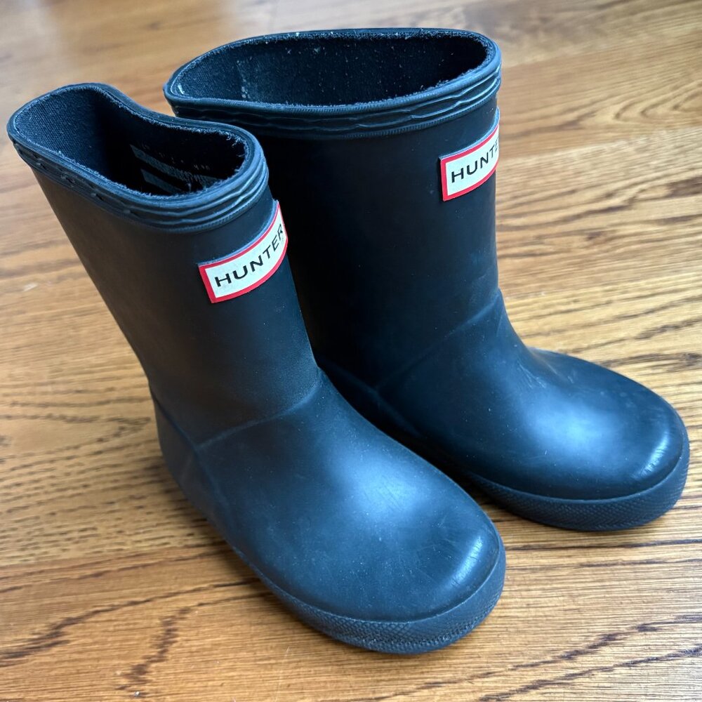 Hunter Kids First Classic Black Wellies Waterproof Rain Boots Toddler US 6